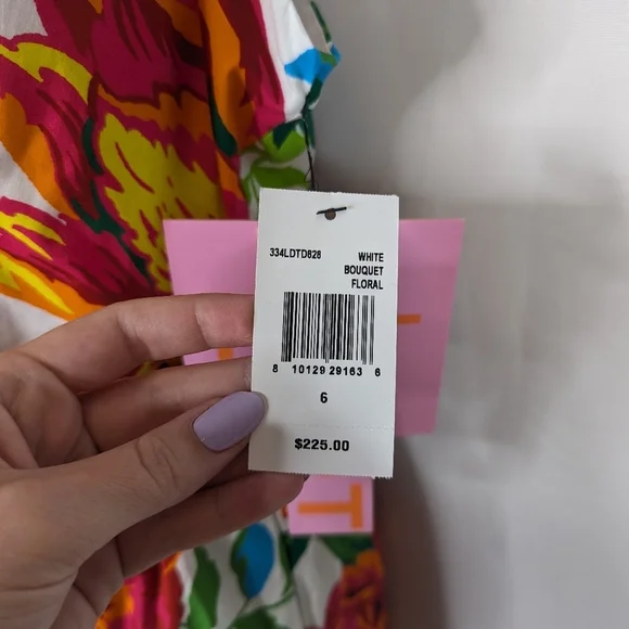 LDT Lillian Floral Cotton Poplin Belted Midi Dress New With Tags - Size 6 - Picture 8 of 9